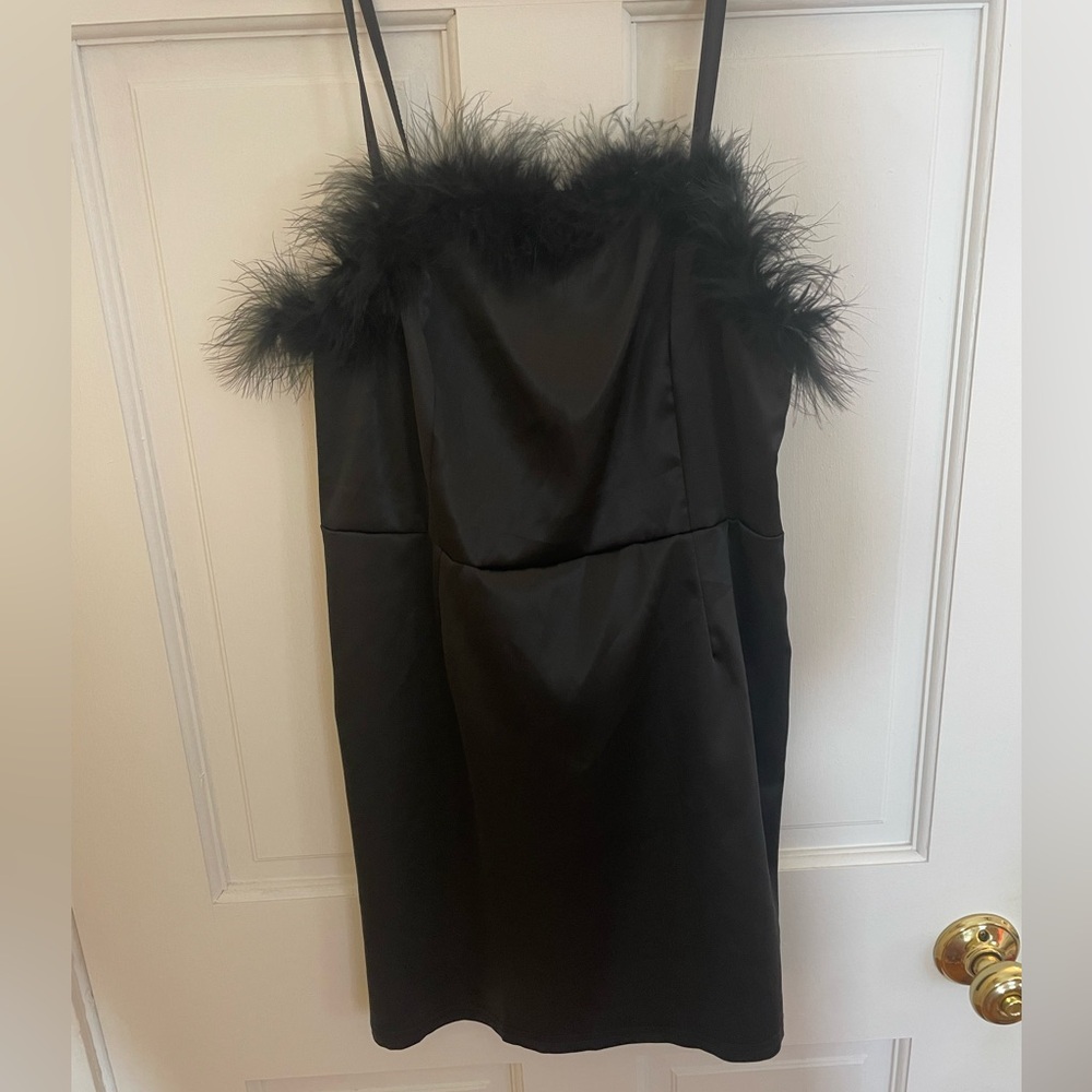 Black Feather Mini Dress